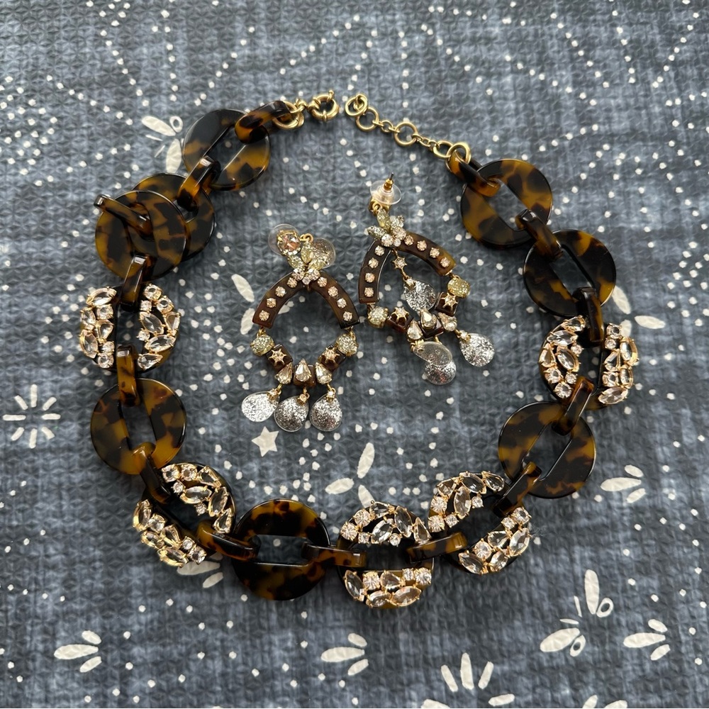 J. Crew Tortoiseshell Necklace Earrings Set